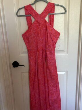 Michelle McDowell Midi Dress with Crossover Halter Neckline